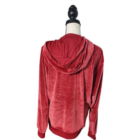 True Religion Mens Red Crushed Velour Budda Hoodie Size M Streetwear Hipster - Picture 3 of 11